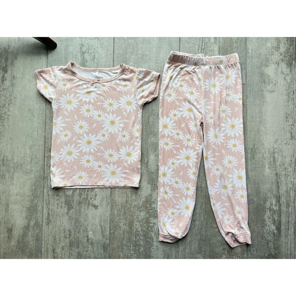 $45 MILKBERRY Pajamas Boutique Designer Bamboo 2 Piece Pjs Set Girls Daisy 4T
